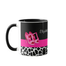 キリンガーリープリントかわいいピンクパンプスシューズと名前