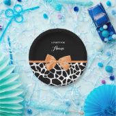 キリンガーリープリントオレンジリボンボウ名 ペーパープレート (パーティー)