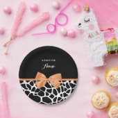 キリンガーリープリントオレンジリボンボウ名 ペーパープレート (パーティー)