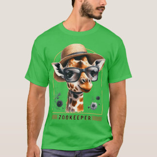 キリンサファリ動物園飼育員 - プリント Tシャツ