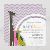 キリンシェブロンベビーツインシャワー招待状 招待状 (正面/裏面)