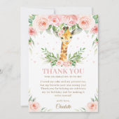 キリンジャングルサファリピンク赤面フローラ誕生日 サンキューカード (正面)