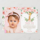 キリンジャングル赤面フローラ第1回誕生日写真  サンキューカード (正面/裏面)