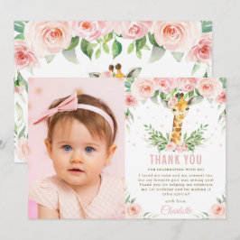 キリンジャングル赤面フローラ第1回誕生日写真  サンキューカード