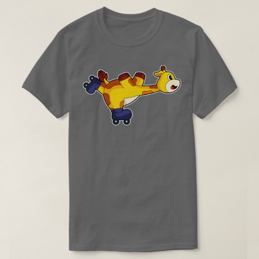 キリンスケートで滑るローラースケート Tシャツ (デザイン正面)