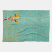 キリンタオルをかいま見る金ゴールド キッチンタオル (横)