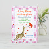 キリンハート誕生日パーティー招待ピンクドット 招待状 (スタンド正面)