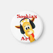 キリンパーソナライズされたチャイルドのアートワーク磁石 マグネット (正面)