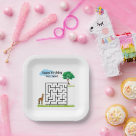 キリンパーソナライズされたバースデイズパズルプレート ペーパープレート
