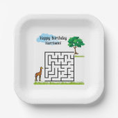 キリンパーソナライズされたバースデイズパズルプレート ペーパープレート (正面)