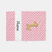 キリンパーソナライズされたピンク水玉模様 フリースブランケット (正面(横))