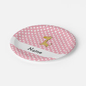 キリンパーソナライズされたピンク水玉模様 ペーパープレート (アングル)