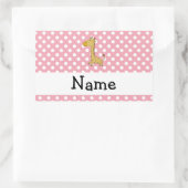 キリンパーソナライズされたピンク水玉模様 長方形シール (バッグ)