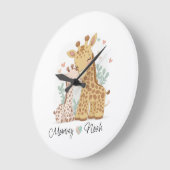 キリンパーソナライズされたラブウォールクロック ラージ壁時計 (傾斜)