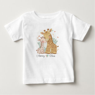 キリンパーソナライズされたラブベビーTシャツ ベビーTシャツ