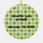 キリンパーソナライズされた2回目の誕生日フォトオーナメント セラミックオーナメント (裏面)