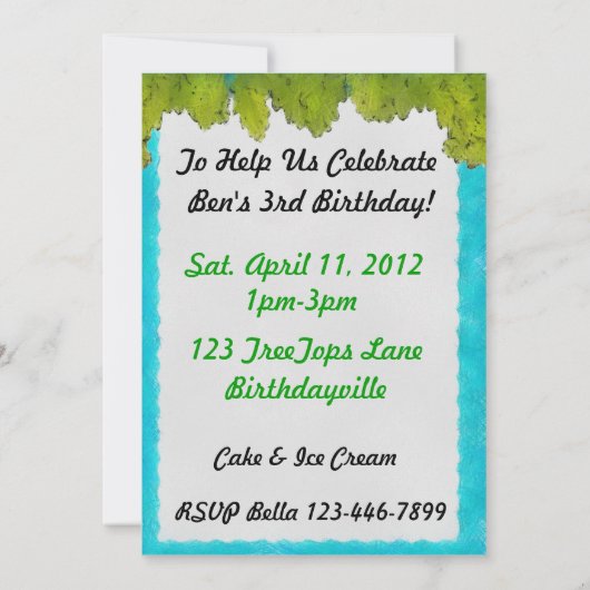 キリンパーティーパーソナライズされた招待状 招待状 (裏面)