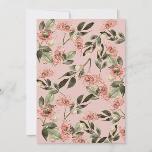 キリンピンクフローラガールバーチャル赤ちゃんシャワー 招待状 (裏面)