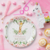 キリンピンクフローラガールベイビーシャワー誕生日  ペーパープレート (パーティー)