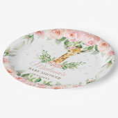 キリンピンクフローラガールベイビーシャワー誕生日  ペーパープレート (アングル)