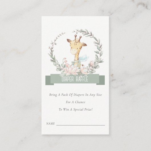 キリンフローラリースおむつラッフルベビーシャワー エンクロージャーカード (正面)