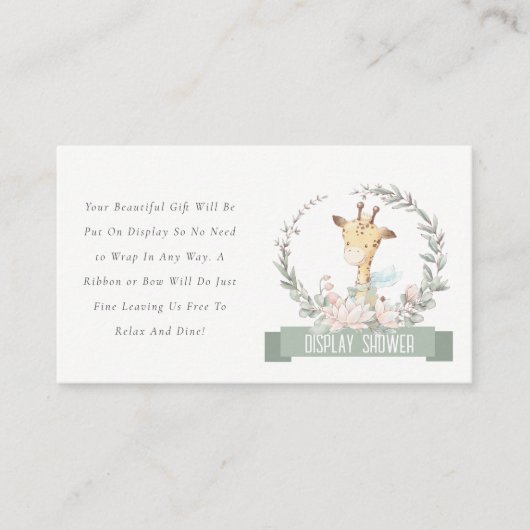 キリンフローラリース表示シャワーベビーシャワー エンクロージャーカード (正面)