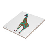 キリンブラウンおよびティール(緑がかった色)のプリント タイル (側面)