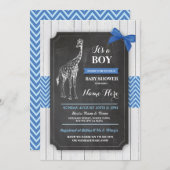 キリンブルーベイビーシャワーパーティーボーイウッド招待状 招待状 (正面/裏面)