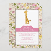 キリンプリントインピンク招待状 招待状 (正面/裏面)