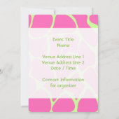 キリンプリントパターン、明るいピンクとライムグリーン 招待状 (裏面)