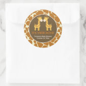 キリンプリントフェイスステッカー付きツインキリン ラウンドシール (バッグ)