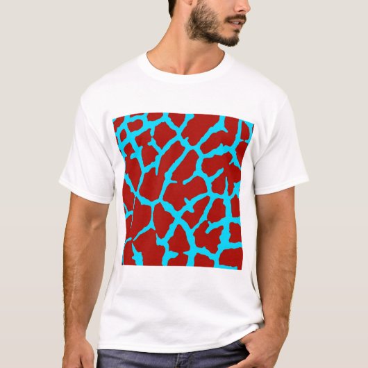 キリンプリントレッドシアン Tシャツ (正面)