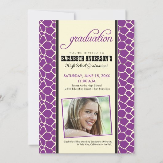 キリンプリント卒業発表（紫） 招待状 (正面)