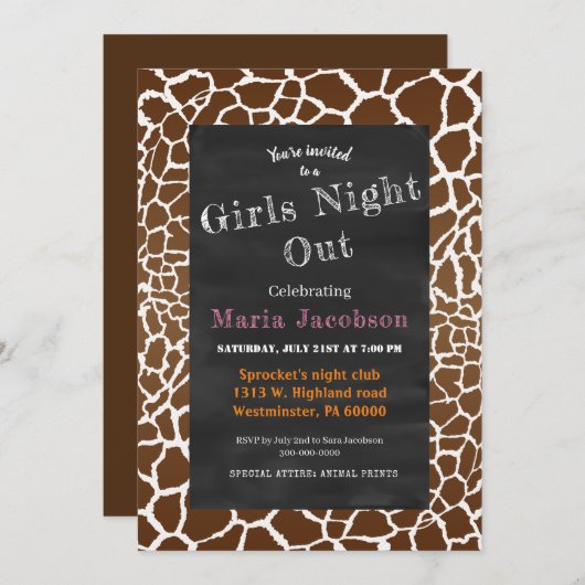 キリンプリント黒板 招待状 (正面/裏面)