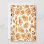 キリンベビーかわいい茶色と青の赤ちゃんシャワー 招待状 (裏面)