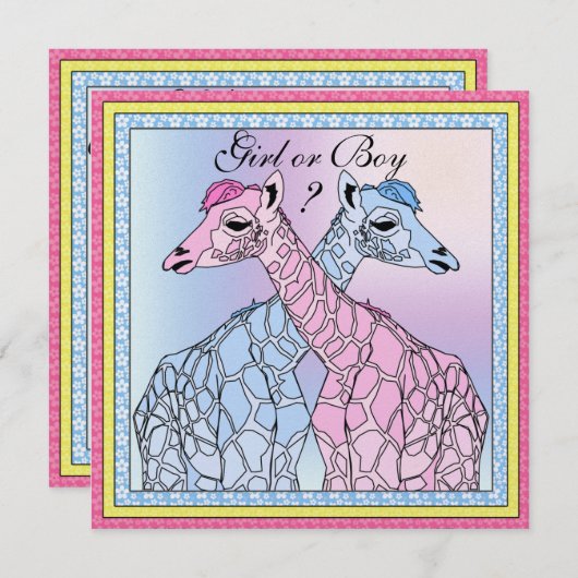 キリンベビージェンダー暴露パーティの招待状 招待状 (正面/裏面)