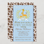 キリンボーイブルーベビーシャワー招待状 招待状 (正面/裏面)