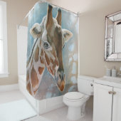 キリンポートレート動物水彩画 シャワーカーテン (インサイチュ)