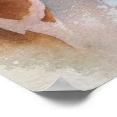 キリンポートレート動物水彩16x20 ポスター (角)