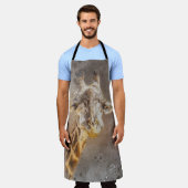 キリンポートレート野生生物写真水彩画 エプロン (着用した状態)
