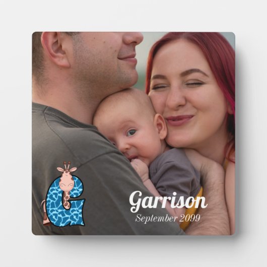 キリンモノグラムのベビー撮影ブルーG フォトプラーク (正面)