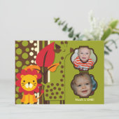 キリンライオン写真動物園誕生日招待状 招待状 (スタンド正面)