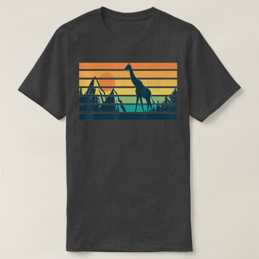 キリンレトロシルエットヴィンテージ男性へウィメンズカット Tシャツ (デザイン正面)