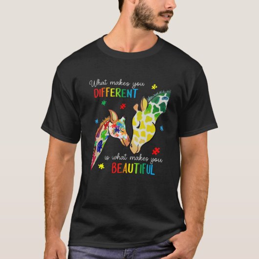 キリン何があなたを自閉症違うの意識にする Tシャツ (正面)