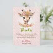 キリン共同ピンクガールサファリかわいい赤ちゃんシャワー サンキューカード (スタンド正面)