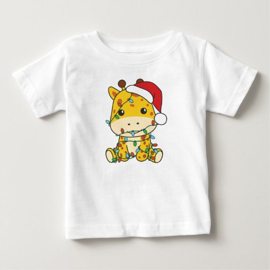 キリン冬の動物のホリデーキリン ベビーTシャツ (正面)
