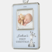 キリン初めてのクリスマス写真クリスマスクリスマス シルバープレートフレームオーナメント (左)