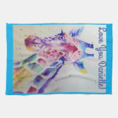 キリン動物の愛あなた女性名アートティータオル キッチンタオル (横)