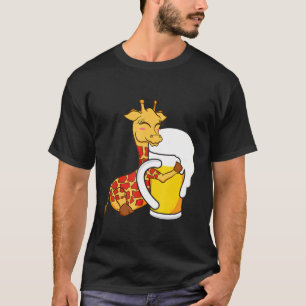 キリン動物キリンHuging Beer Graphic Desig Tシャツ