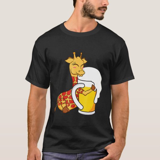 キリン動物キリンHuging Beer Graphic Desig Tシャツ (正面)